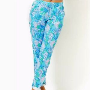 New Lilly Pulitzer Taron Lagoon Linen Pants Las Olas Aqua Medium